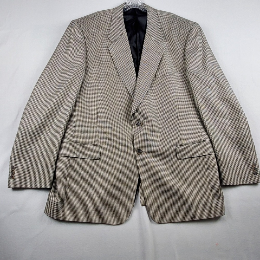 Magellan's‎ Blazer Mens 48L Beige Houndstooth Silk Career Business Party Classic